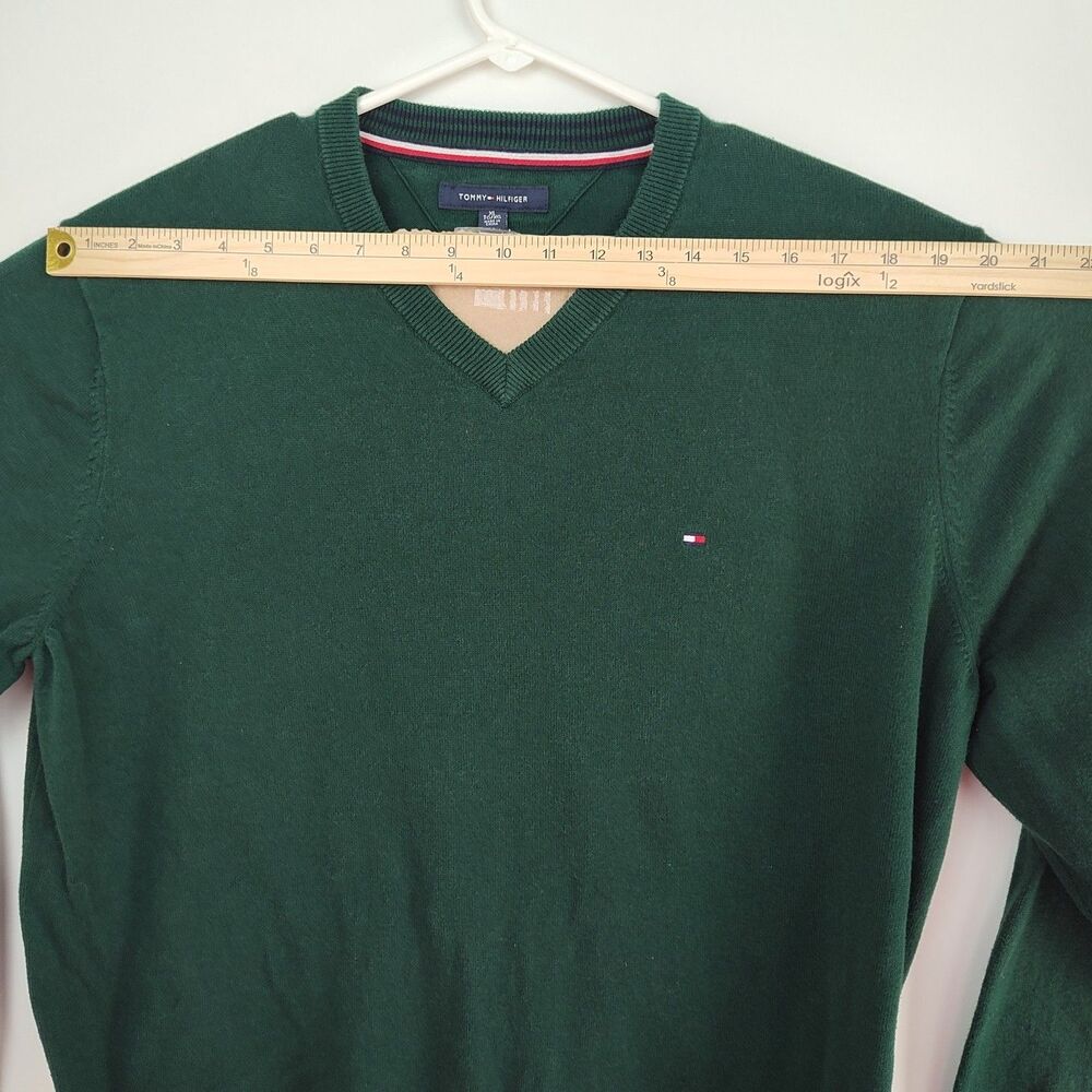 Vintage Tommy Hilfiger v-neck pullover sweater, Men's XL,‎ green, long sleeves